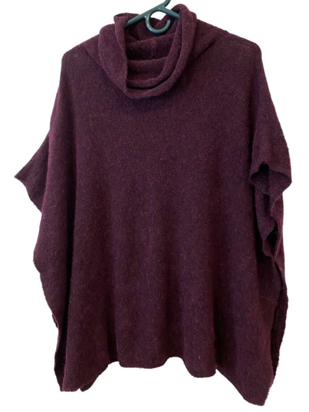 Peruvian Connection Womens One Size Purple Alpaca Wool Blend Cowl Neck Poncho
